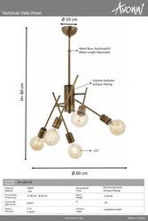 Eskitme Kaplama Modern Çilçıraq E27 Metal 60cm - 3