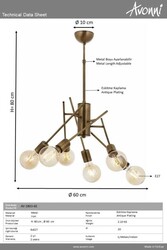 Eskitme Kaplama Modern Çilçıraq E27 Metal 60cm - 3