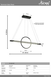 Siyah Boyalı Modern Çilçıraq LED Metal Pleksi 110x14cm - 3