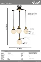 Siyah Boyalı Modern Çilçıraq E27 Metal Cam 54cm - 5