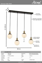 Siyah Boyalı Modern Çilçıraq E27 Metal Cam 80x15cm - 4