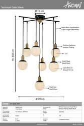 Siyah Boyalı Modern Çilçıraq E27 Metal Cam 70cm - 3