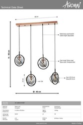 Siyah Boyalı Modern Çilçıraq E14 Metal Cam 80x22cm - 5