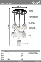 Krom Kaplama Modern Çilçıraq E27 Metal 40cm - 2