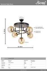 Siyah Boyalı Modern Çilçıraq E27 Metal Cam 40cm - 3