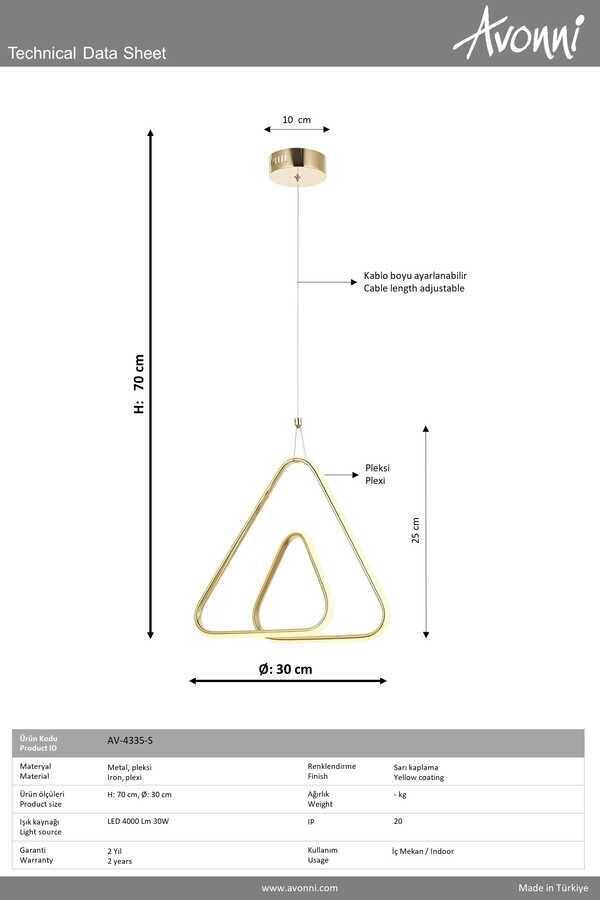 Sarı Kaplama Modern Çilçıraq LED Metal Silikon 30x30cm - 2