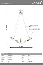 Krom Kaplama Modern Çilçıraq LED Metal Silikon 60x25cm - 2