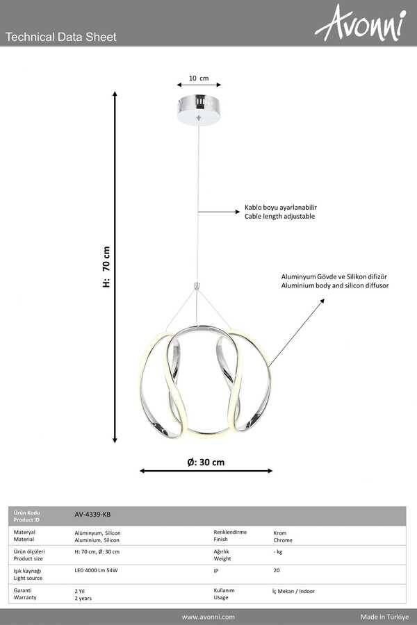 Krom Kaplama Modern Çilçıraq LED Metal Silikon 30cm - 2