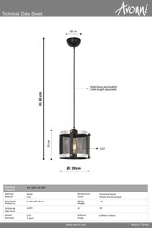 Siyah Boyalı Modern Çilçıraq E27 Metal 28cm - 2