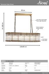 Eskitme Kaplama Modern Çilçıraq E27 Metal Cam 120x40cm - 3