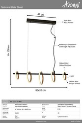 Sarı/Siyah Boyalı Modern Çilçıraq LED Metal Pleksi 80x20cm - 3