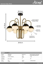 Siyah/Eskitme Boya/Kaplama Modern Çilçıraq E27 Metal Cam 60cm - 3