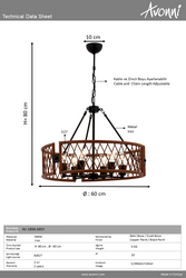 Siyah/Bakır Boyalı Modern Çilçıraq E27 Metal 60cm - 3