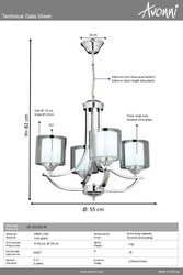 Krom Kaplama Modern Çilçıraq E27 Metal Cam 55cm - 1