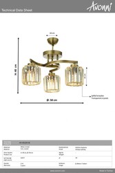 Eskitme Kaplama Modern Çilçıraq E27 Metal Kristal 58cm - 3