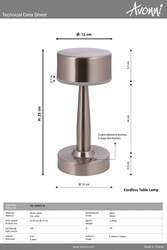 Nikel Kaplama Masa Lampası LED Metal Pleksi 11cm - 5