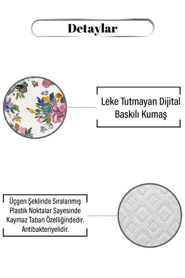 Baskın Renkli Çiçek Desen Dijital Baskılı Zenit Kilim - 3