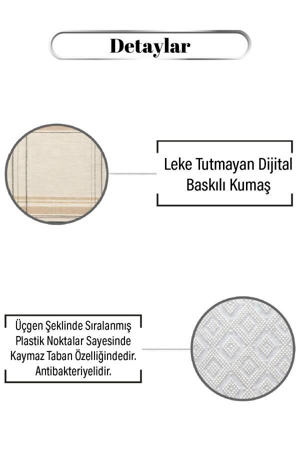 Bej Çizgili Modern Desen Dijital Baskılı Zenit Kilim - 3