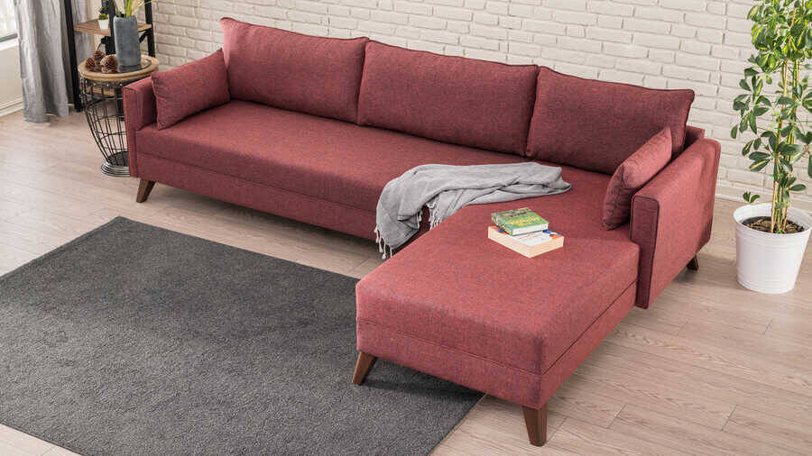 Bella Soft Künc Divan Bordo Sağ - 3