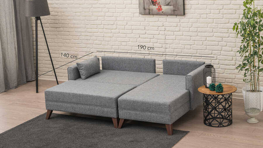 Bella Soft Mini Künc Divan Gri Sağ - 5