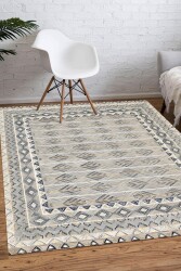 Bitki ve Elmas Desen Dijital Baskılı Zenit Kilim - 1