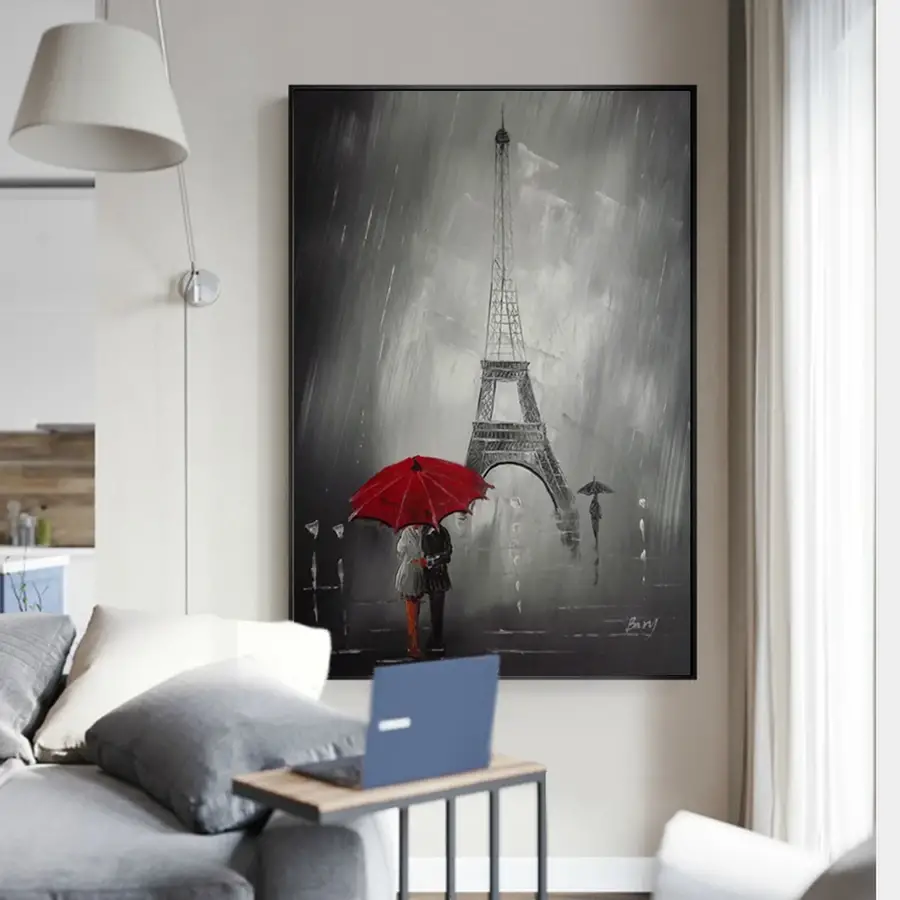 Black and White Eiffel Kətan Tablo TB1076 - 2