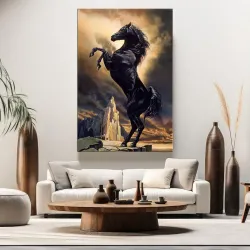 Black Horse Standing Kətan Tablo - 4