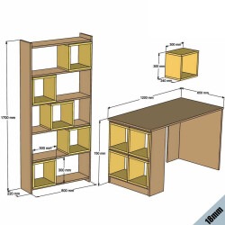 Box Çalışma Masası Və Kitab Rəfi Dəsti - Ağ / Cəviz - 2