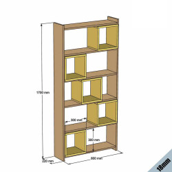 Box Kitab Rəfi - Cəviz / Mavi - 4