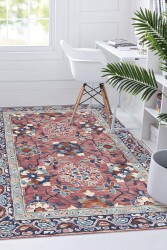 Çiçekli Vintage Desen Dijital Baskılı Zenit Kilim - 1