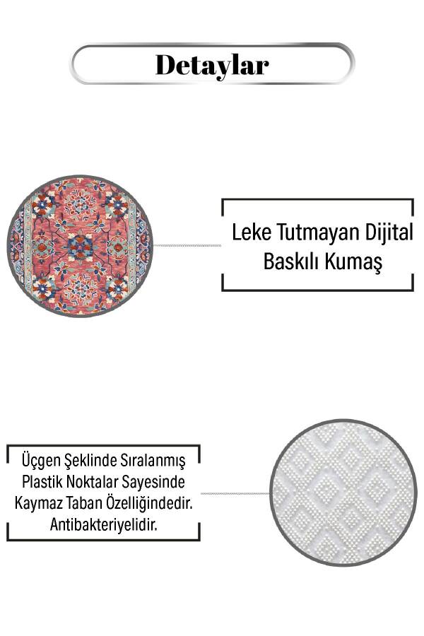 Çiçekli Vintage Desen Dijital Baskılı Zenit Kilim - 3