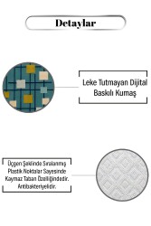 Çizgi ve Kare Desen Dijital Baskılı Zenit Kilim - 3