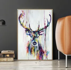 Deer Art Kətan Tablo - 1