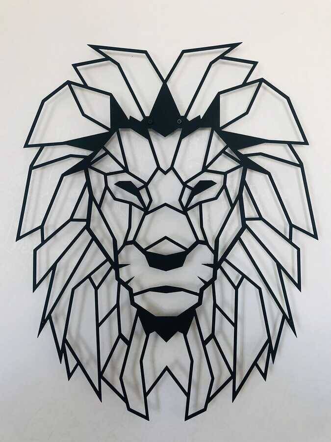 Dekoratif Metal Duvar Tablosu Aslan Temalı 48x60cm - 5