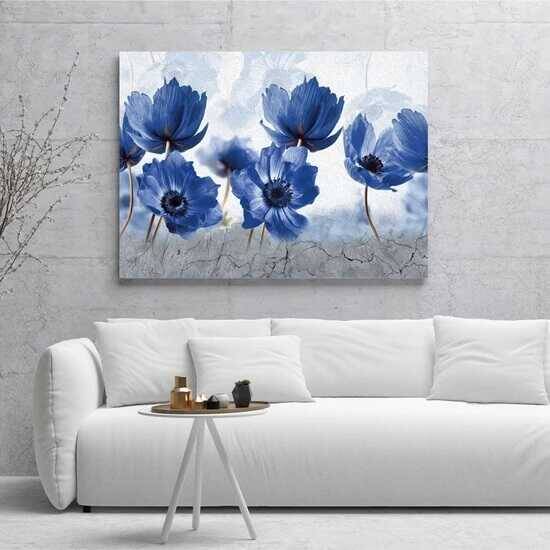 Dijiwork Blue Flowers Kətan Tablo - 1