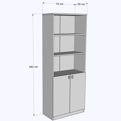 Ekonomik Qapılı 3 Rəfli Kitab Rəfi 72x35x182cm - 3