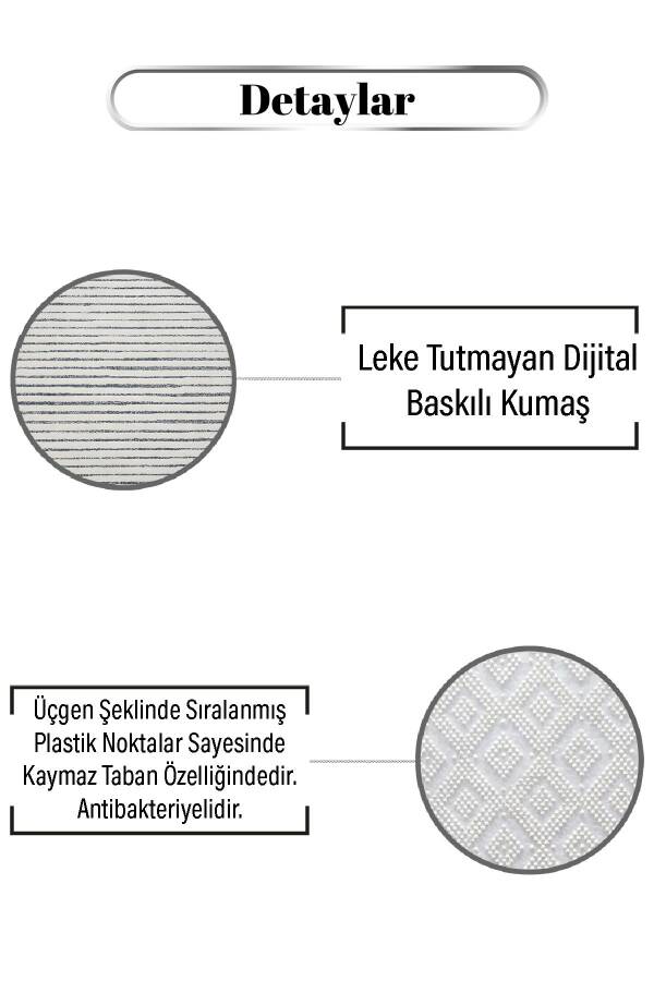 Ekru Üzerine Çizgi Desen Dijital Baskılı Zenit Kilim - 3