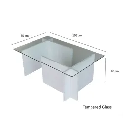 Escape Şəffaf Şüşəli Jurnal Masası - Ağ - 4