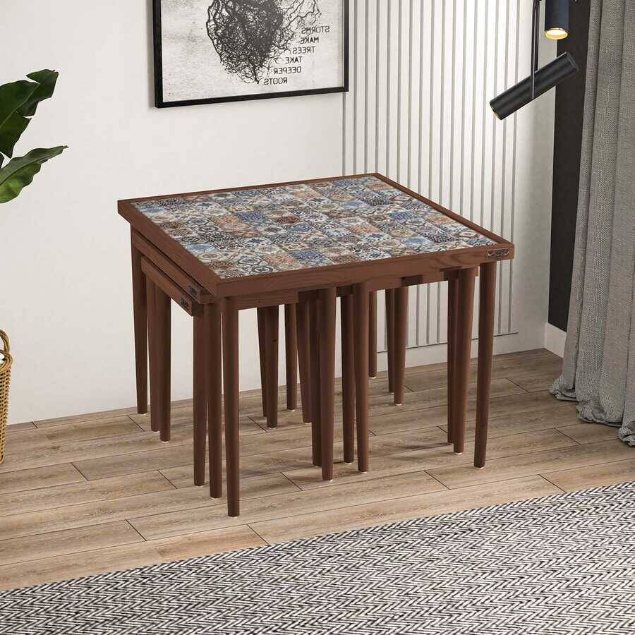 Esperanza 5'li Zigon Sehpa 64 cm * 64 cm - Ceviz - 4