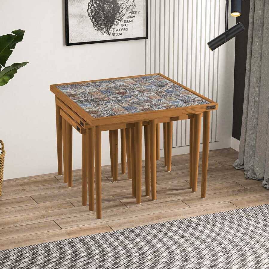 Esperanza 5'li Zigon Sehpa 64 cm * 64 cm - Kayın - 4