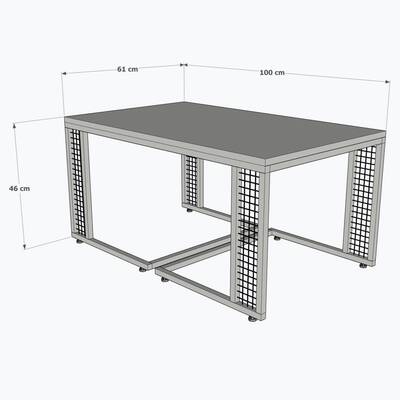 Ferforje Ahşap Tərz 4 C Zigonlu Jurnal Masası 100x46x61cm - 3