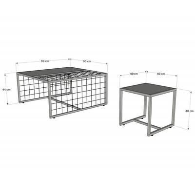 Ferforje Ahşap Tərz 4 Zigonlu Jurnal Masası 90x90x44cm - 3