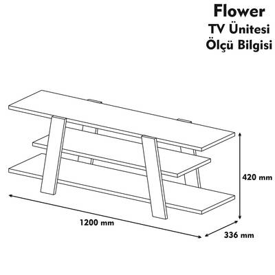 Flower Tv Stend - Ceviz / Beyaz - 3