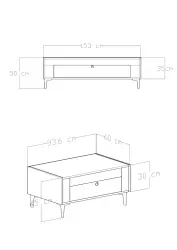 Arch Tv Stend Dəsti + Jurnal Masası + Tv Stend - Cəviz/Qara - 6