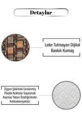 Kahve Tonlarda Parça Geometrik Desen Dijital Baskılı Zenit Kilim - 3