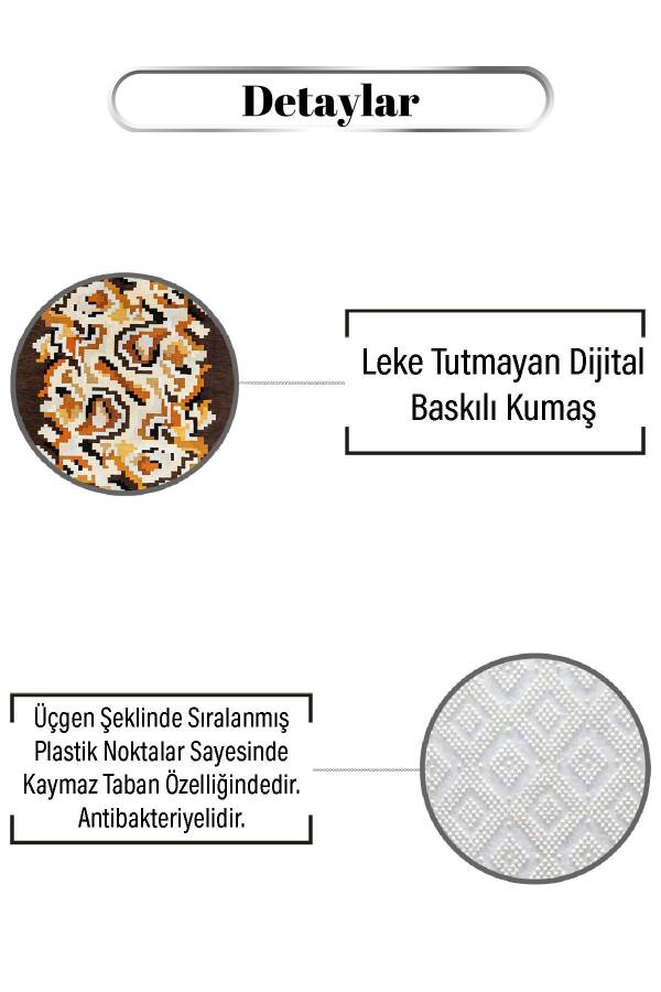 Kahverengi Çerçeveli Mozaik Desen Dijital Baskılı Zenit Kilim - 3