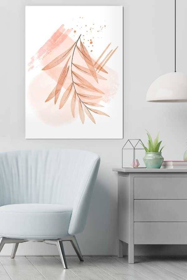 Kətan Light Pink Floral Deseni Tablo 0849 - 1