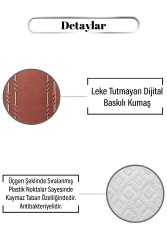 Kiremit Rengi Üstüne Krem Çerçeve Desen Dijital Baskılı Zenit Kilim - 3