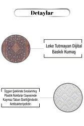 Kiremit ve Lacivert Vintage Desen Dijital Baskılı Zenit Kilim - 3