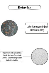 Koyu Tonlu Doğa Desen Dijital Baskılı Zenit Kilim - 2